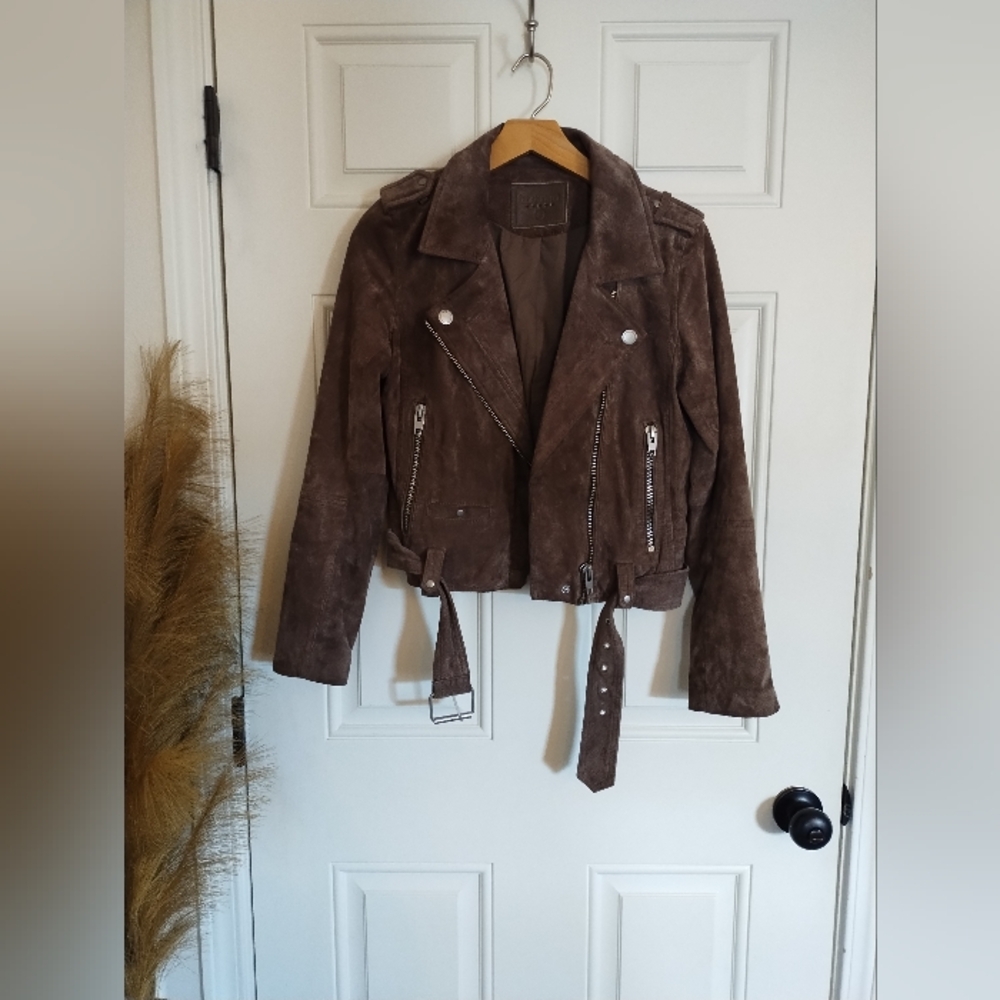 BLANK NYC Taupe Suede moto jacket